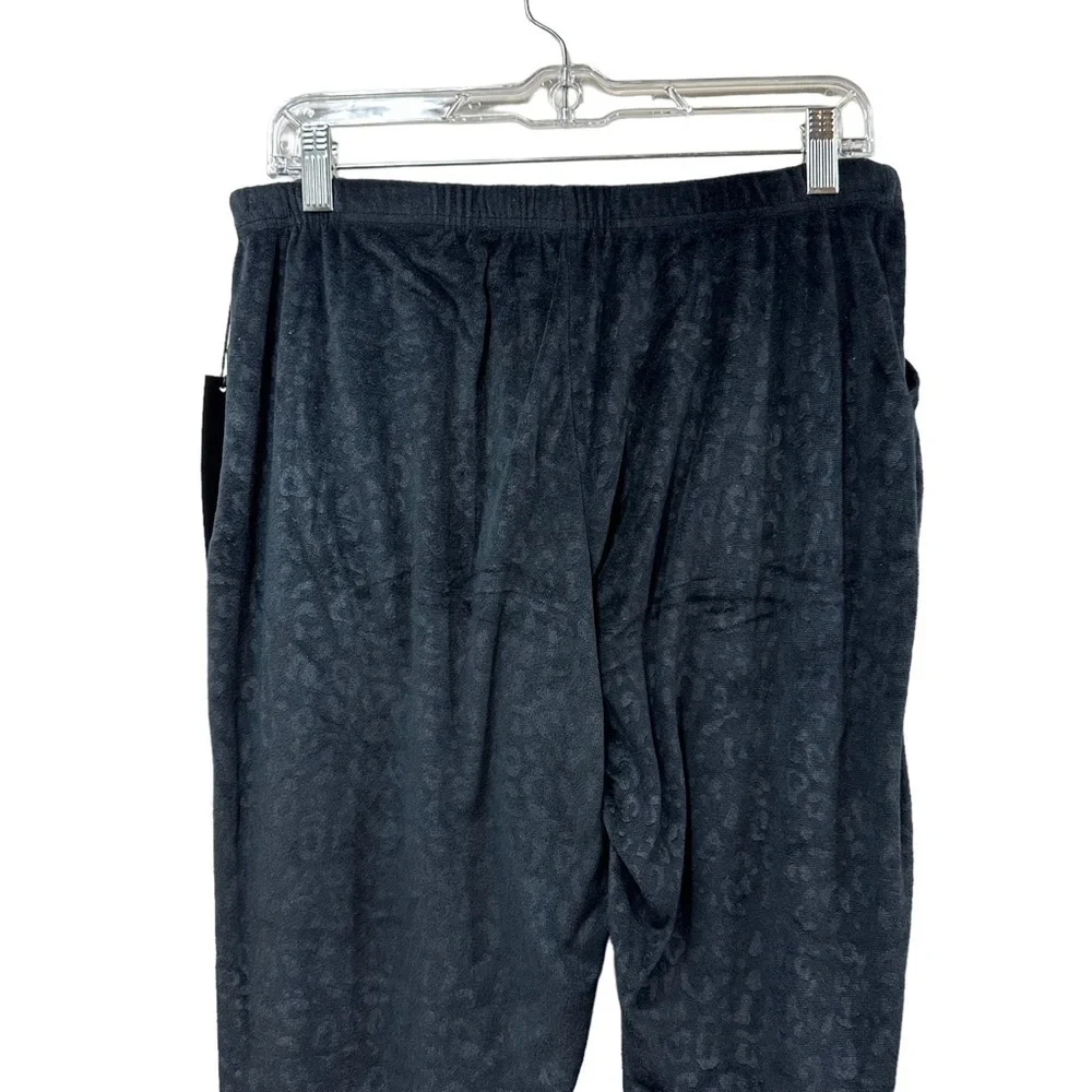 Nicole Miller Velvety Velour Black Jogger Pants, M